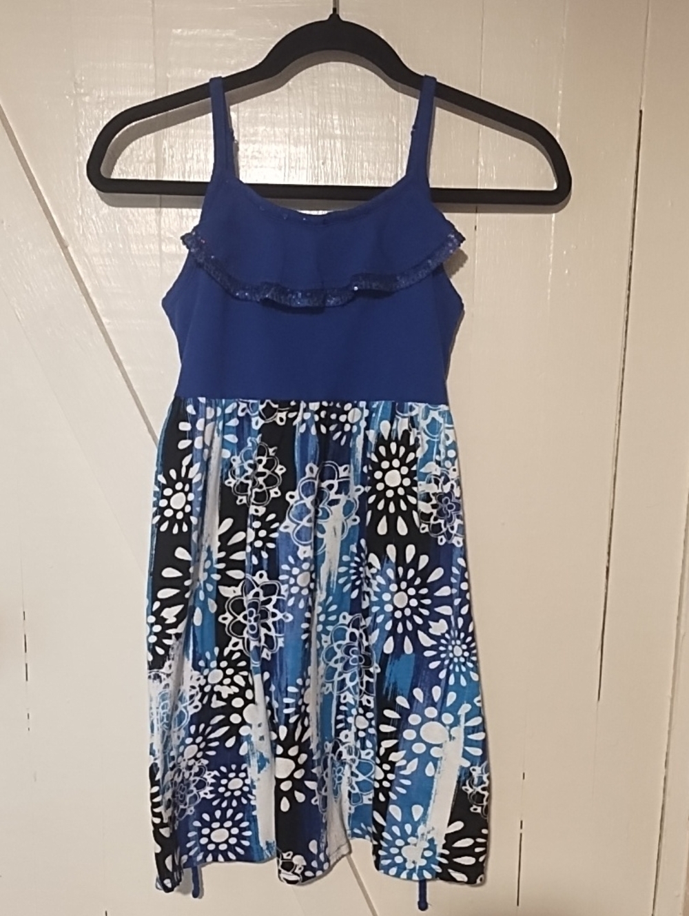 Justice Blue Floral Ruffle Sundress Like New Size 12.